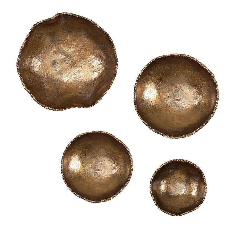 Wall Art Lucky Coins Brass Wall Bowls, S/4 