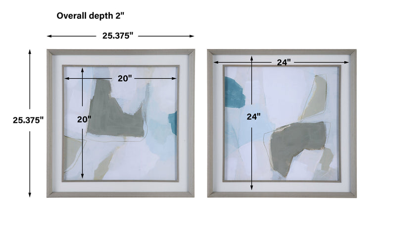Wall Art Mist Shapes Framed Prints, Set/2 