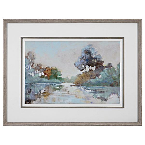 Wall Art Morning Lake Watercolor Framed Print 