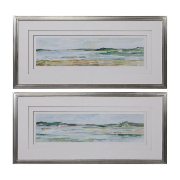 Wall Art Panoramic Seascape Framed Prints Set/2 