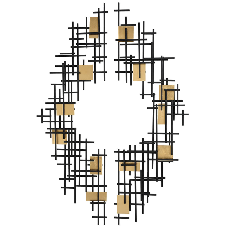 Wall Art Reflection Metal Grid Wall Decor, S/2 