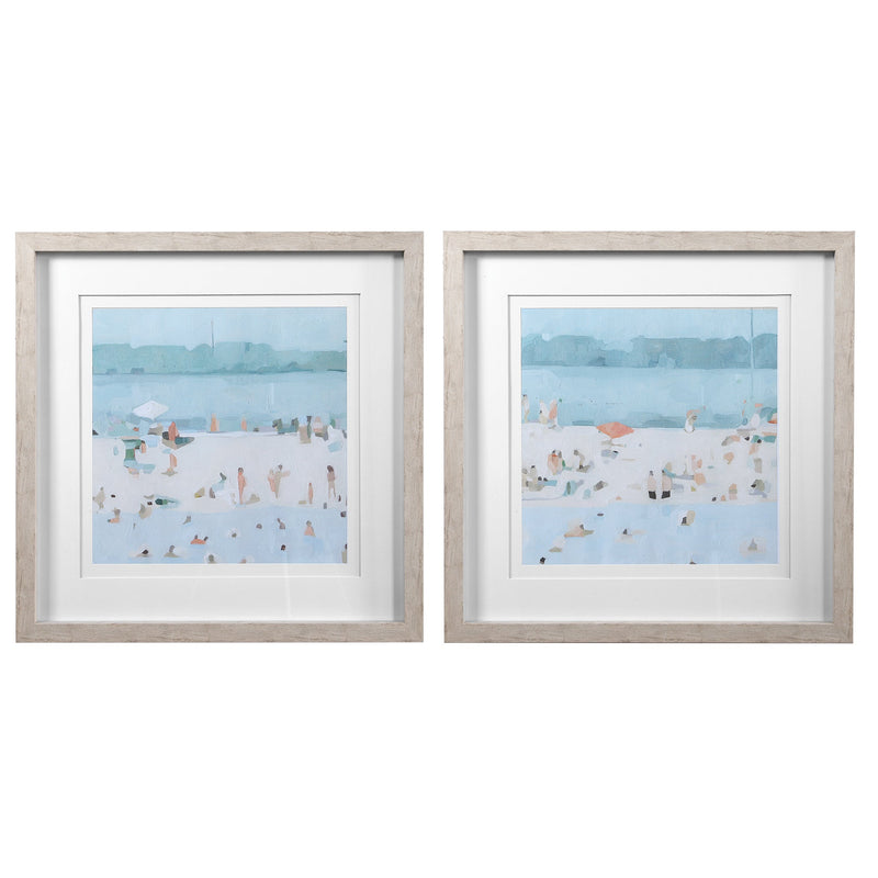Wall Art Sea Glass Sandbar Framed Prints, Set/2 