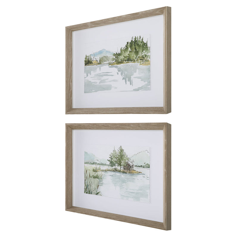 Wall Art Serene Lake Framed Prints // Set of 2 