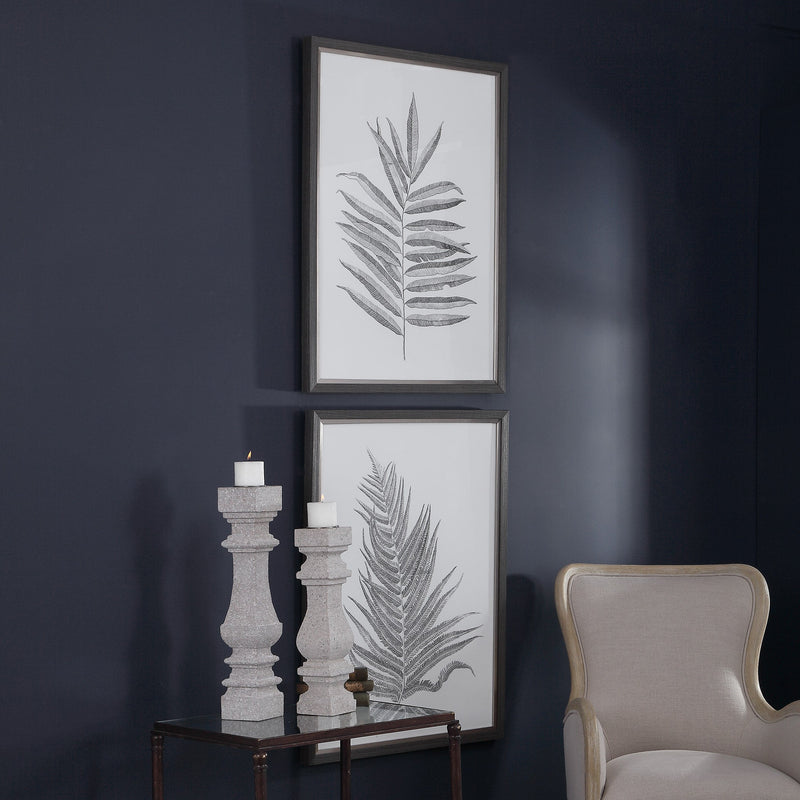 Wall Art Silver Ferns Framed Prints Set/2 