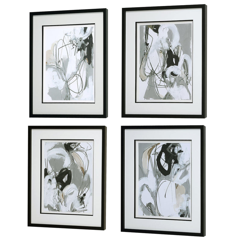 Wall Art Tangled Threads Abstract Framed Prints, S/4 