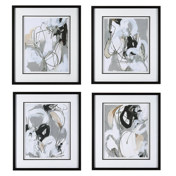 Wall Art Tangled Threads Abstract Framed Prints, S/4 