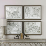 Wall Art World Maps Framed Prints S/4 