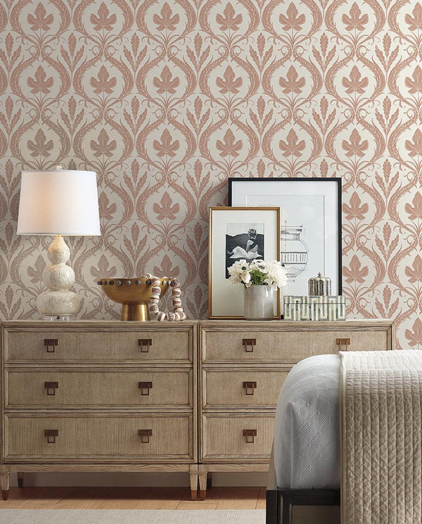 Wallpaper Adirondack Damask Wallpaper // Brown & Beige 