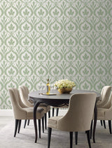 Wallpaper Adirondack Damask Wallpaper // Green & White 