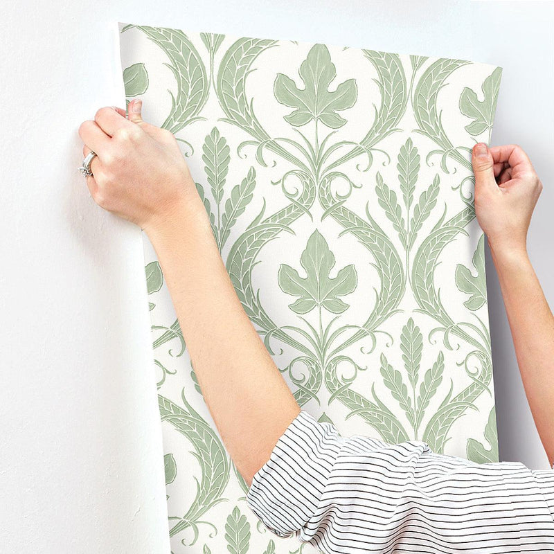 Wallpaper Adirondack Damask Wallpaper // Green & White 