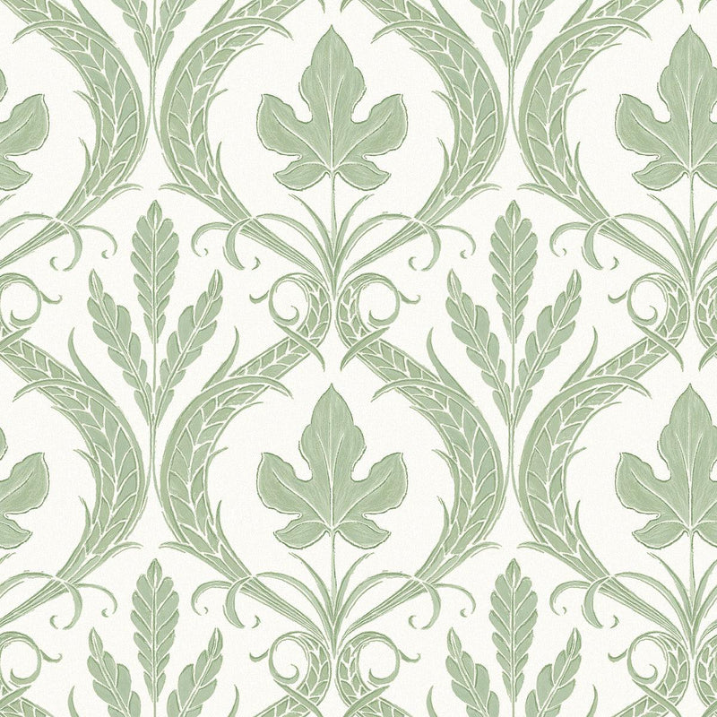 Wallpaper Adirondack Damask Wallpaper // Green & White 