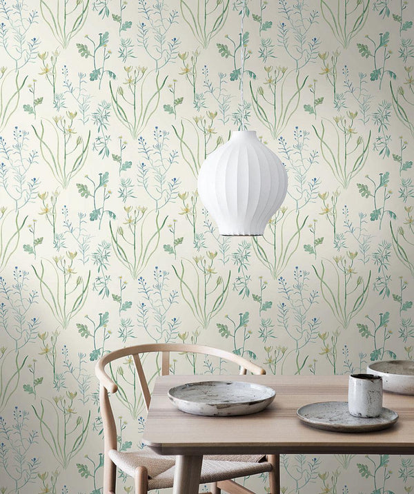 Wallpaper Alpine Botanical Wallpaper // White 