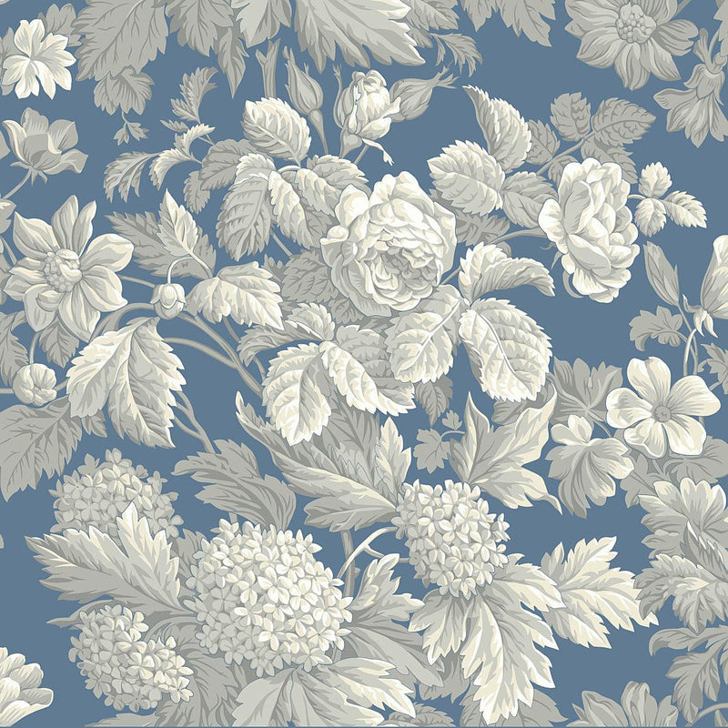 Wallpaper Antique Floral Wallpaper in Wedgewood Wallpaper Sample // Blue & Grey 8 x 10 