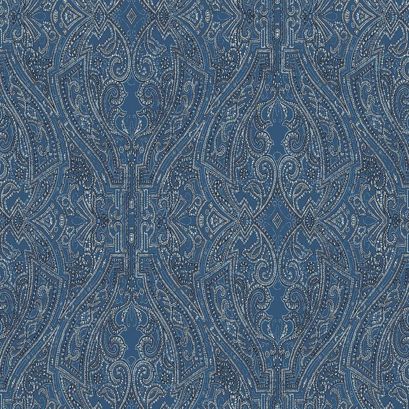 Wallpaper Ascot Damask Wallpaper // Blue 