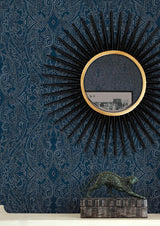 Wallpaper Ascot Damask Wallpaper // Dark Blue 