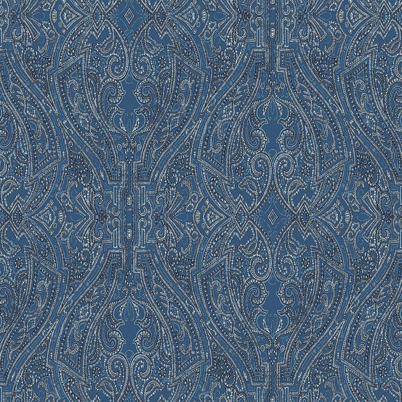 Wallpaper Ascot Damask Wallpaper Sample // Blue 8 x 10 