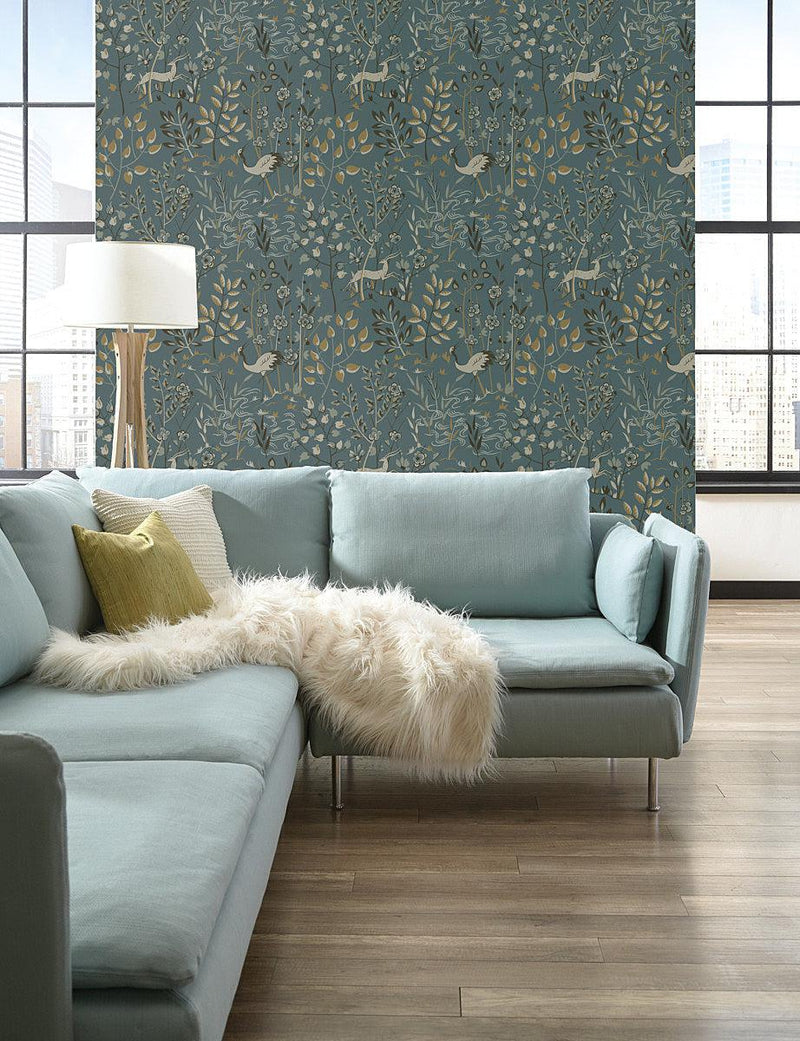 Wallpaper Aspen Wallpaper // Teal & Brown 