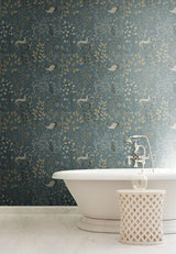 Wallpaper Aspen Wallpaper // Teal & Brown 