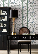 Wallpaper Aviary Branch Peel & Stick Wallpaper // Blue & Green 