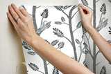 Wallpaper Aviary Branch Peel & Stick Wallpaper // Grey 