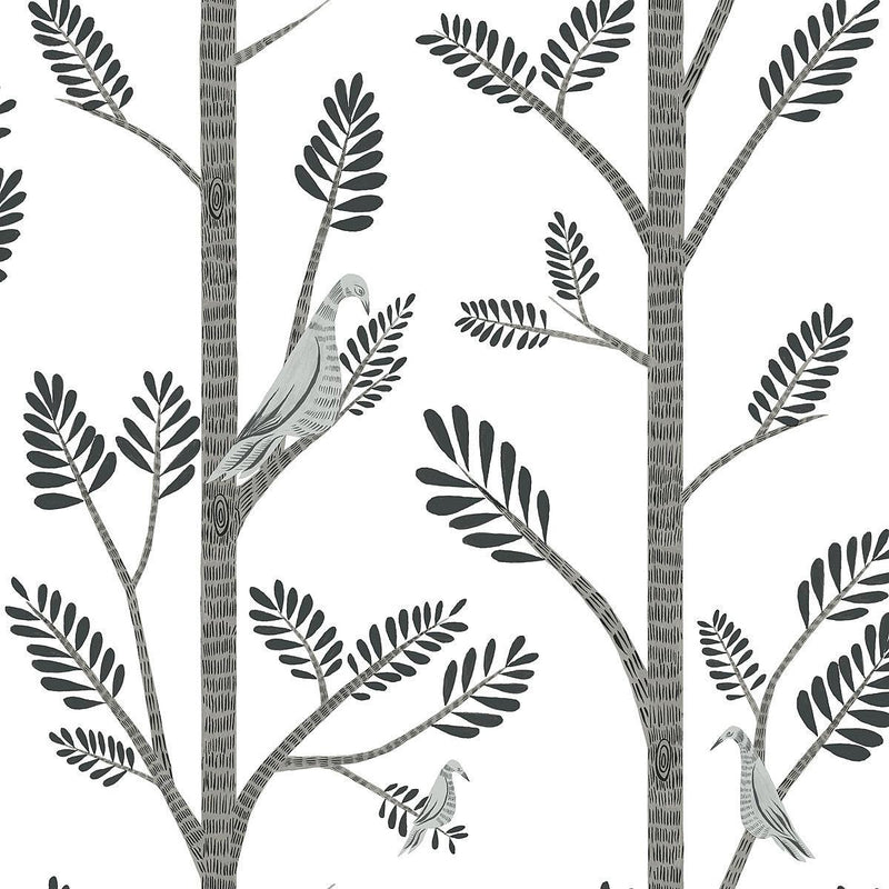 Wallpaper Aviary Branch Peel & Stick Wallpaper Sample // Grey 8 x 10 