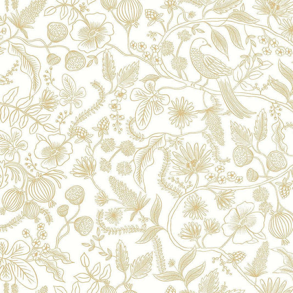 Wallpaper Aviary Peel & Stick Wallpaper // Off White & Gold 