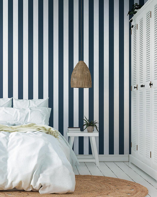 Wallpaper Awning Stripe Wallpaper // Navy 