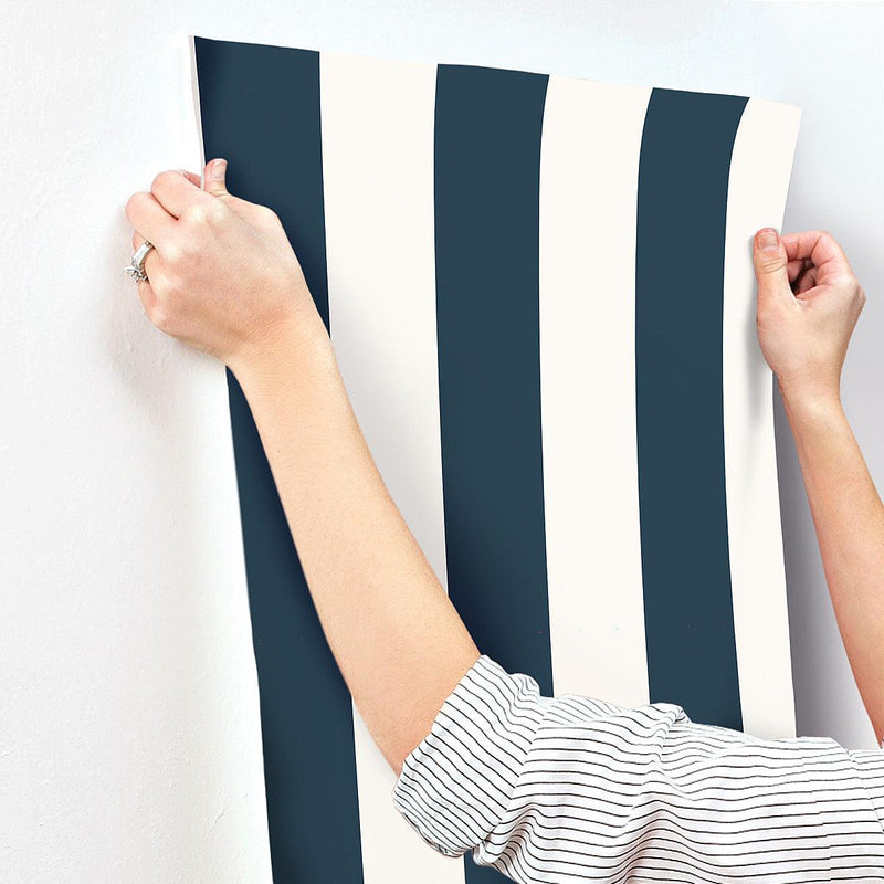 Wallpaper Awning Stripe Wallpaper // Navy 