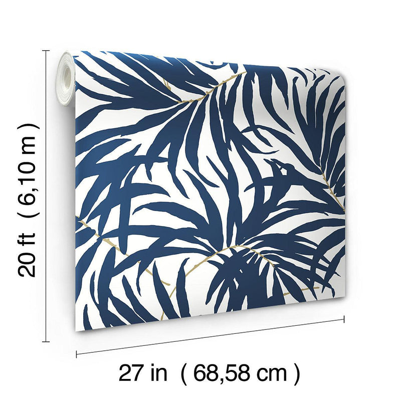 Wallpaper Bali Leaves Peel & Stick Wallpaper // Blue 
