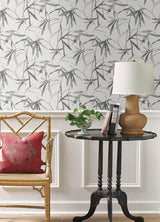 Wallpaper Bamboo Ink Wallpaper // Cream & Grey 