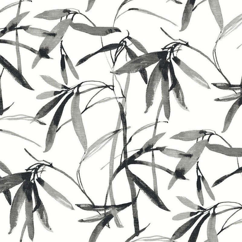 Wallpaper Bamboo Ink Wallpaper Sample // Black & White 8 x 10 