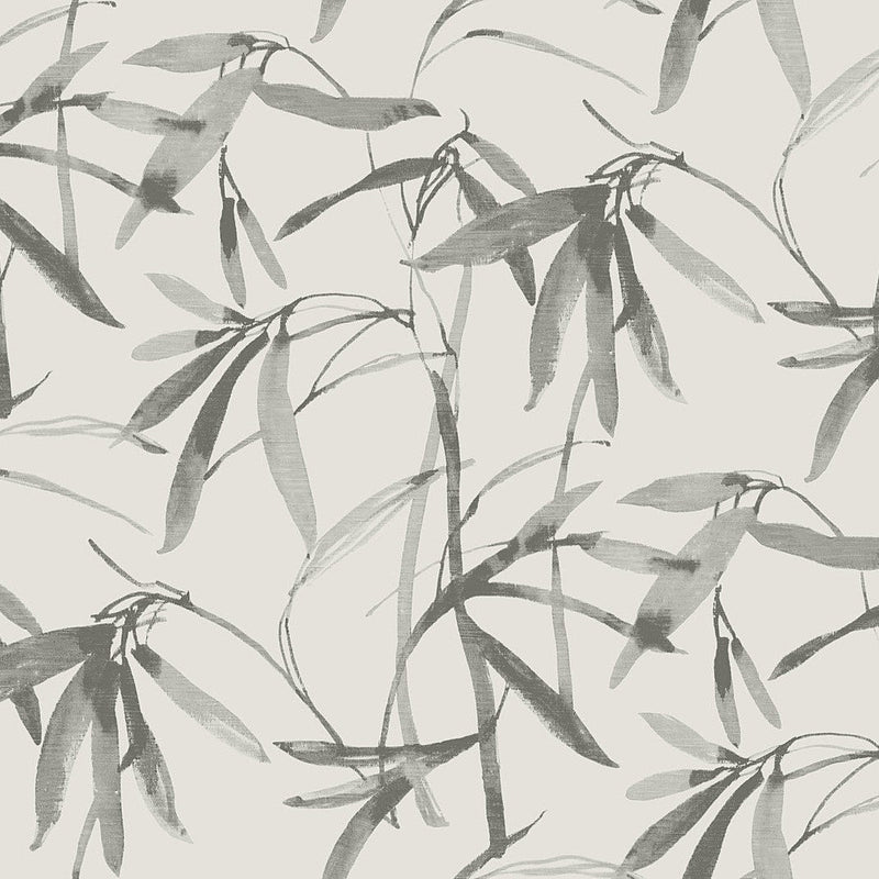 Wallpaper Bamboo Ink Wallpaper Sample // Cream & Grey 8 x 10 