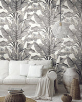 Wallpaper Banana Leaf Peel & Stick Wallpaper // White & Black 
