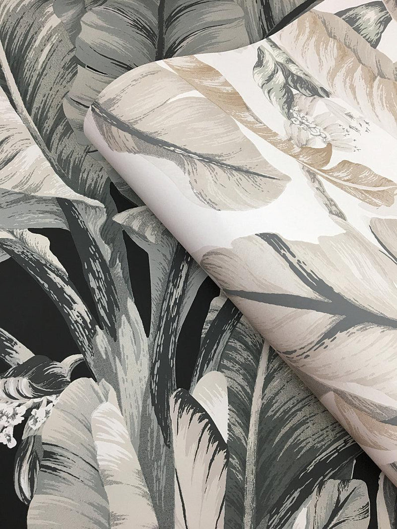 Wallpaper Banana Leaf Wallpaper // White & Cream 