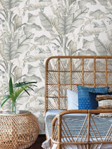 Wallpaper Banana Leaf Wallpaper // White & Cream 