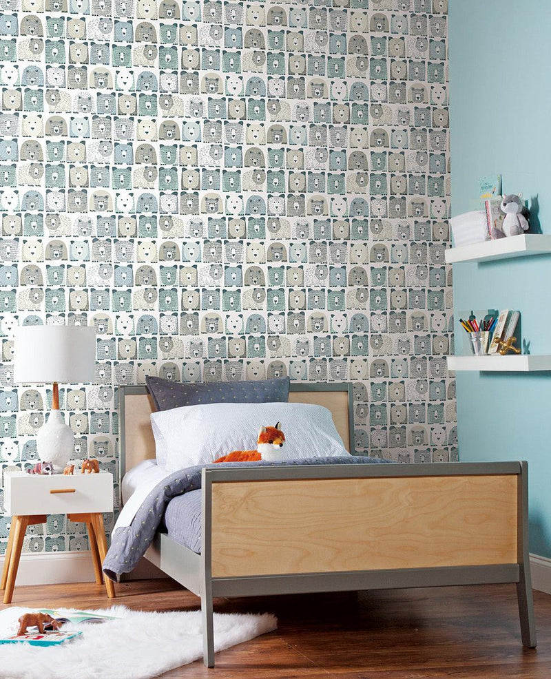 Wallpaper Bears Peel & Stick Wallpaper // Blue 