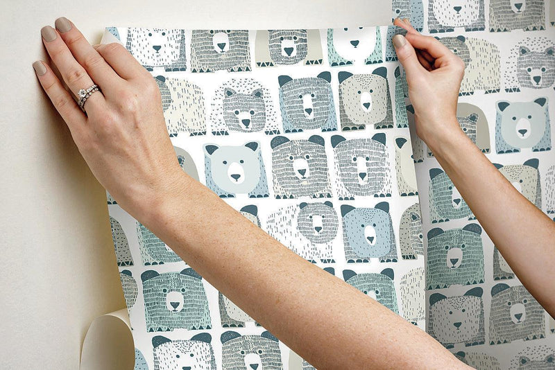 Wallpaper Bears Peel & Stick Wallpaper // Blue 