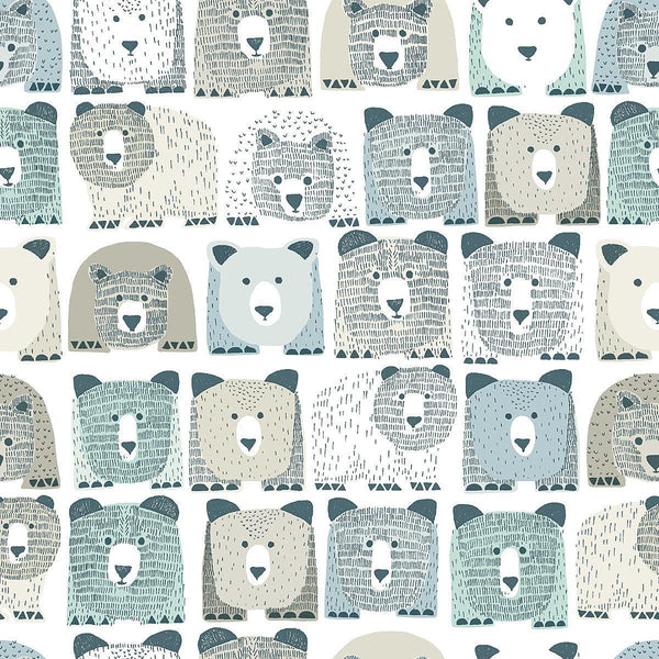 Wallpaper Bears Peel & Stick Wallpaper // Blue 