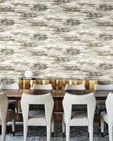 Wallpaper Birch Bark Texture Wallpaper // Black & Gold 