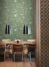 Wallpaper Bird & Blossom Chinoserie Wallpaper // Green 