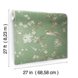 Wallpaper Bird & Blossom Chinoserie Wallpaper // Green 