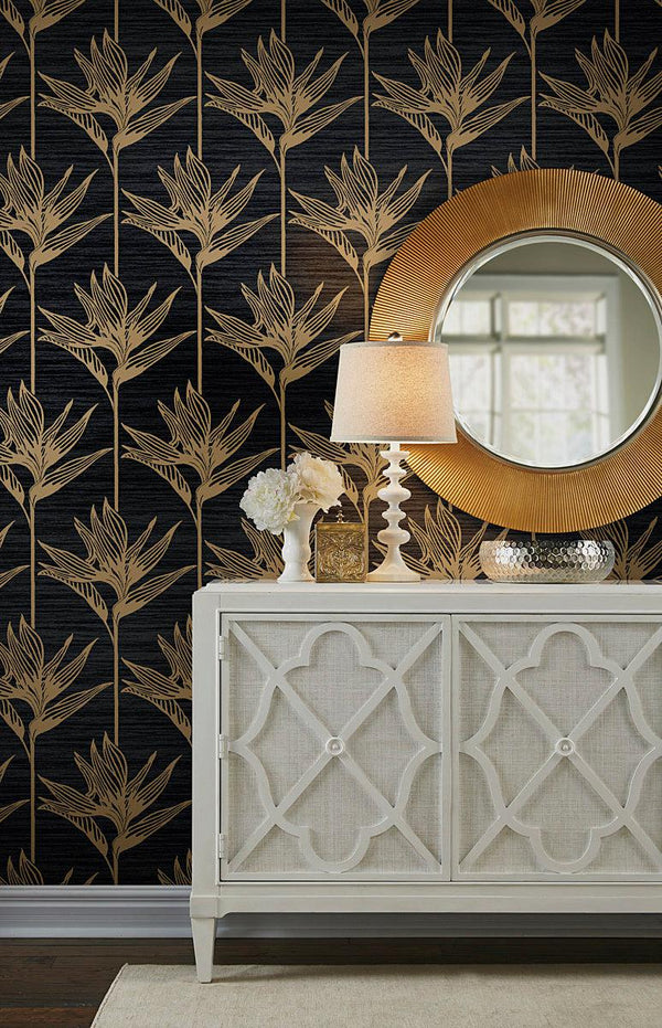 Wallpaper Bird of Paradise Wallpaper // Black & Gold 