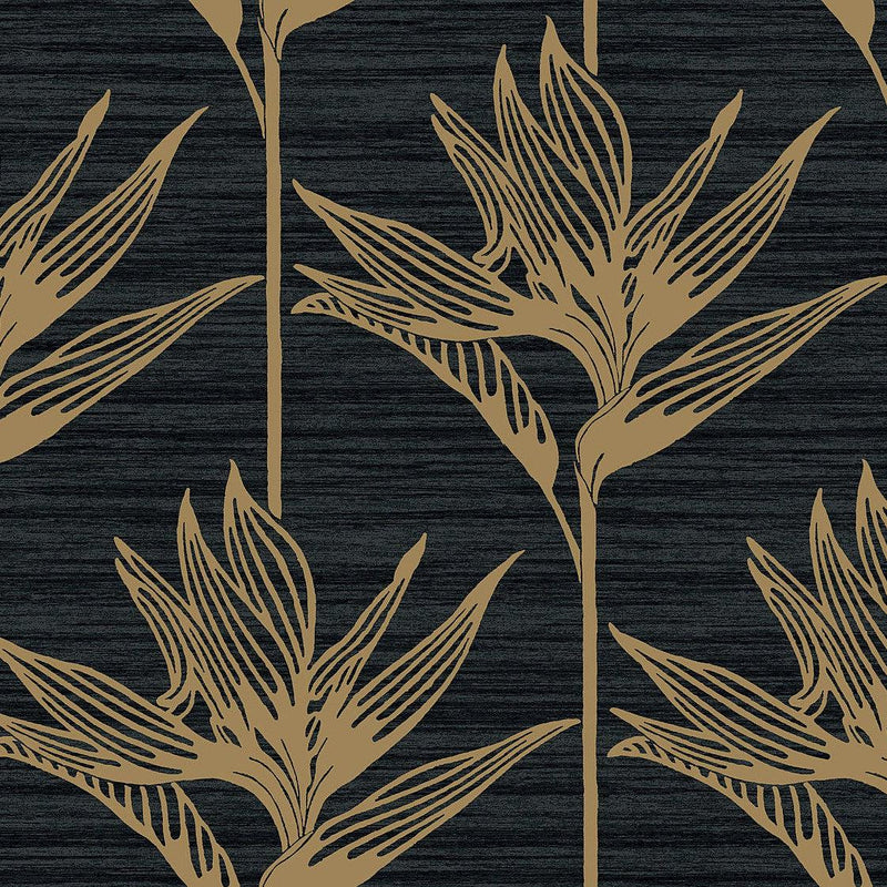 Wallpaper Bird of Paradise Wallpaper Sample // Black & Gold 8 x 10 