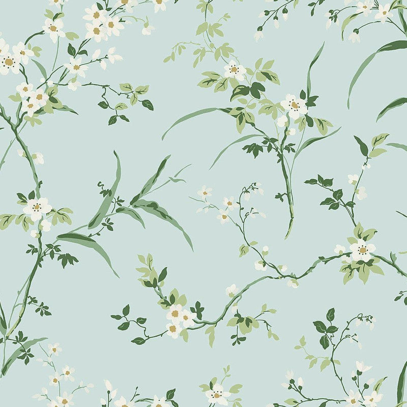 Wallpaper Blossom Branches Wallpaper Sample // Spa Blue 8 x 10 