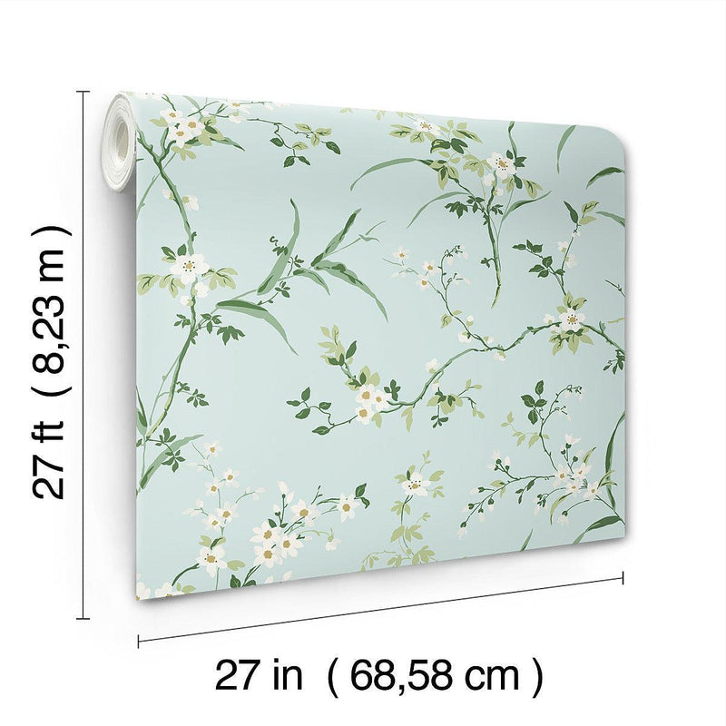 Wallpaper Blossom Branches Wallpaper // Spa Blue 