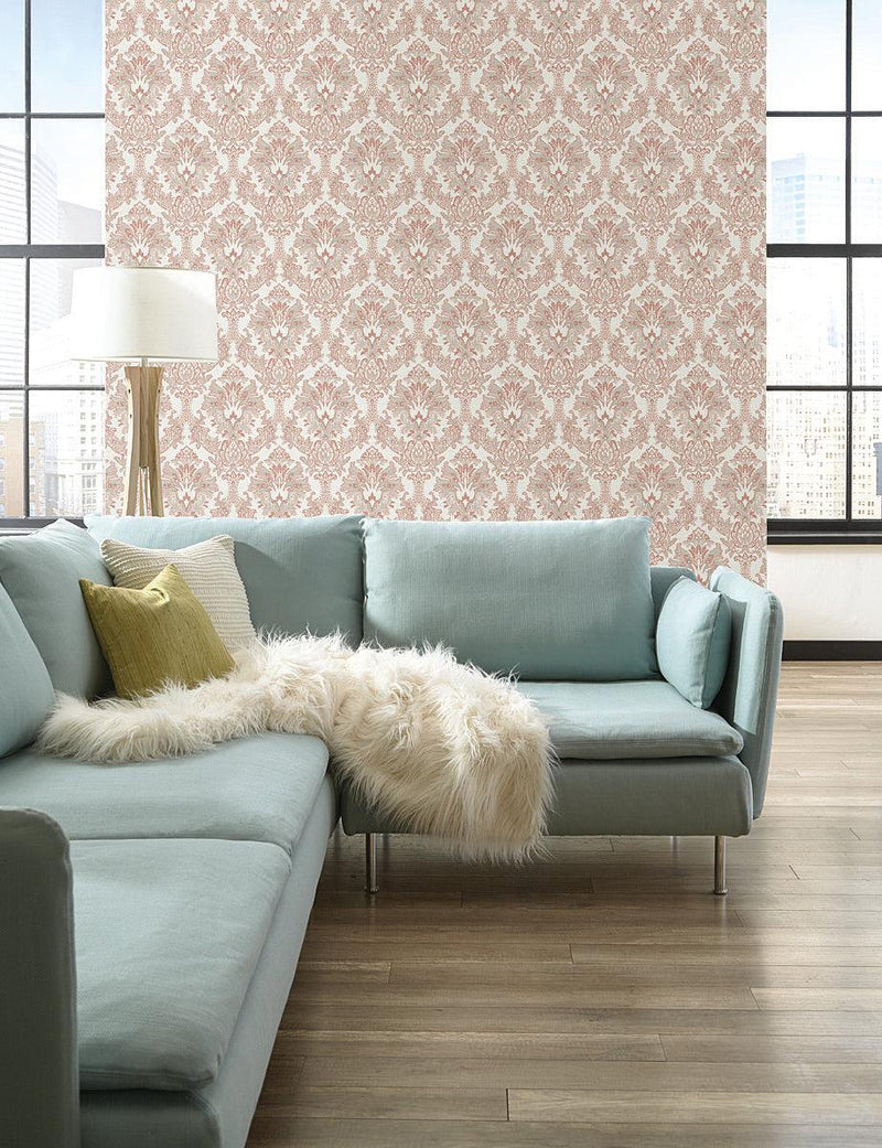 Wallpaper Bold Brocade Wallpaper // Tan & Grey 