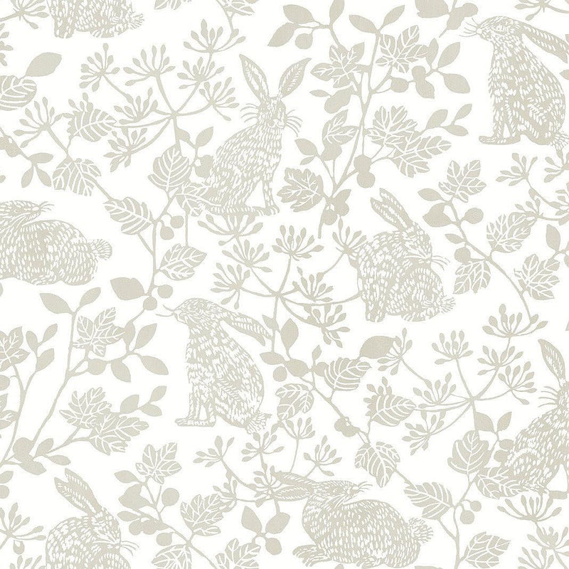 Wallpaper Botanical Bunnies Peel & Stick Wallpaper // Beige 