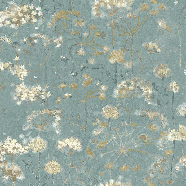 Wallpaper Botanical Fantasy Peel & Stick Wallpaper // Blue & Beige 