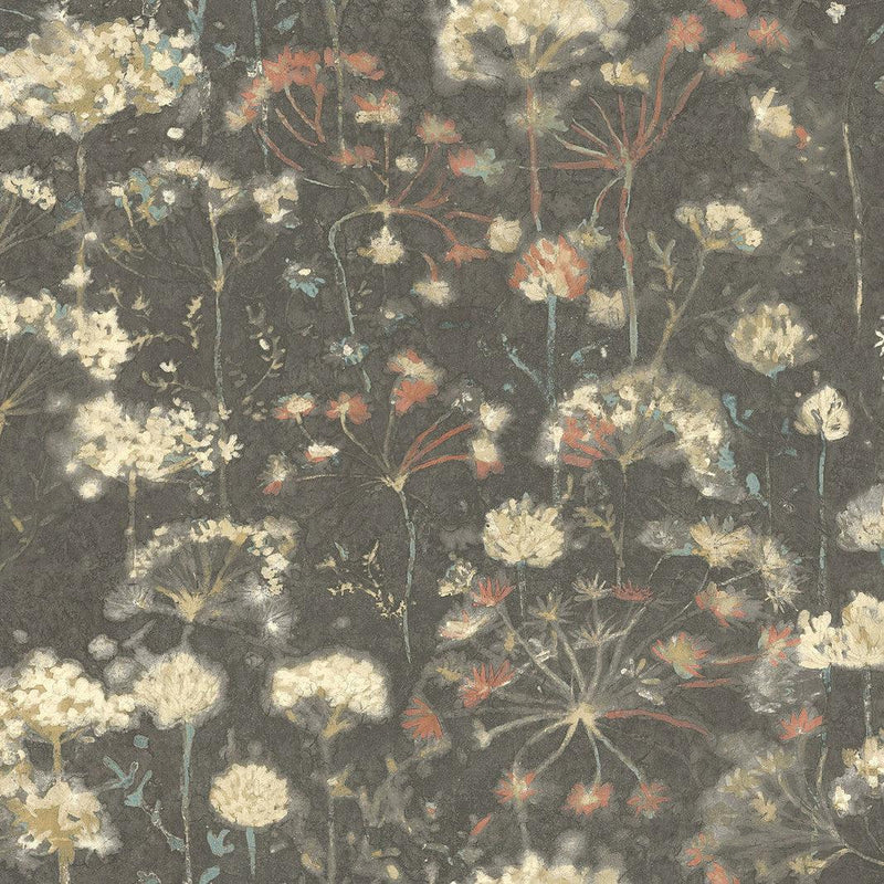 Wallpaper Botanical Fantasy Wallpaper Sample // Black 8 x 10 