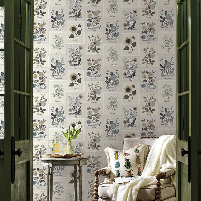 Wallpaper Botanical Prints Wallpaper Sample // Beige & Black 8 x 10 